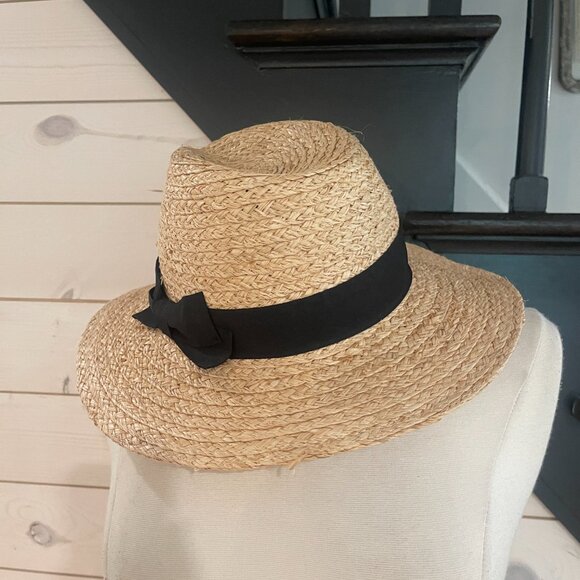 ❤️015 Phenix Bow Trim Raffia Fedora One Size - Picture 3 of 7